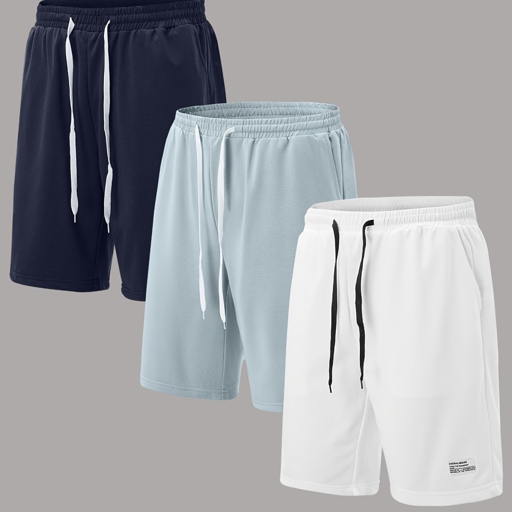 3pcs Classic Design Casual Cotton Slightly Stretch Drawstring Shorts, Men's Shorts For Summer - Image 6