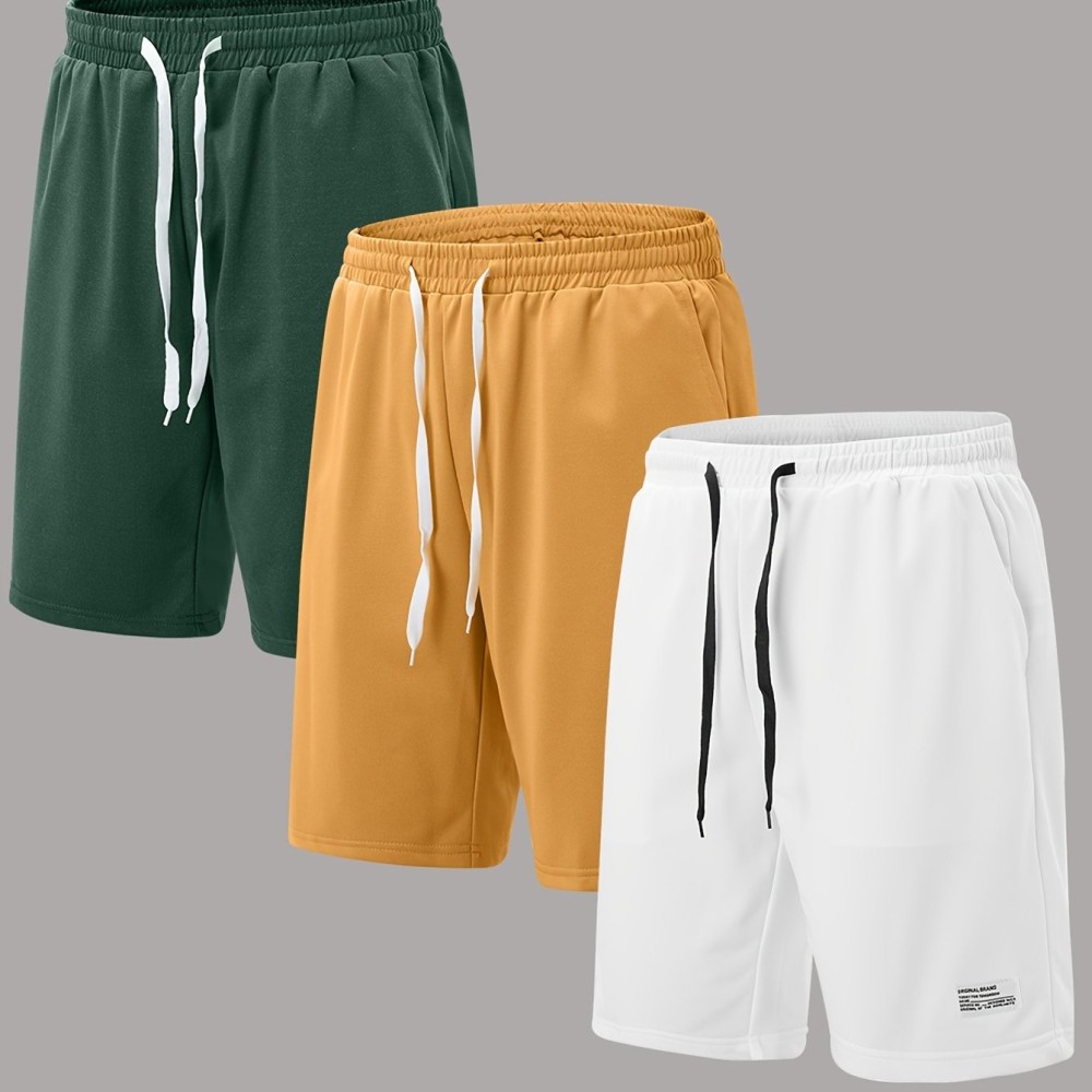 3pcs Classic Design Casual Cotton Slightly Stretch Drawstring Shorts, Men's Shorts For Summer - Image 8