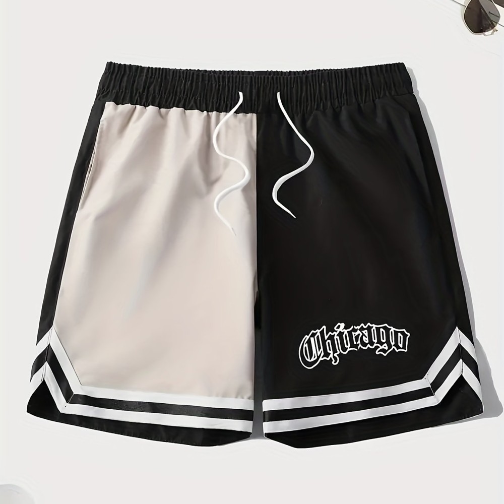 Letter Print Chevron Quick Drying Comfy Shorts, Men's Casual Waist Drawstring Shorts For Summer Gym Workout Training - Image 7