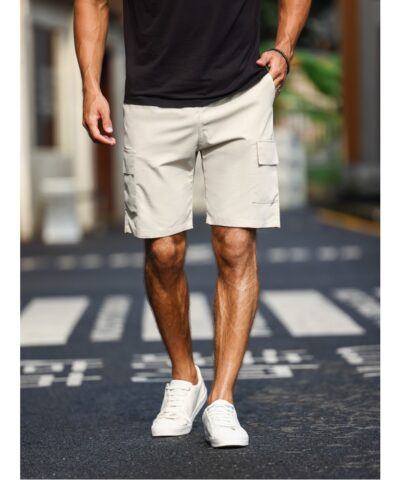 Men's Plain Casual Comfy Cargo Shorts, Summer Clothing