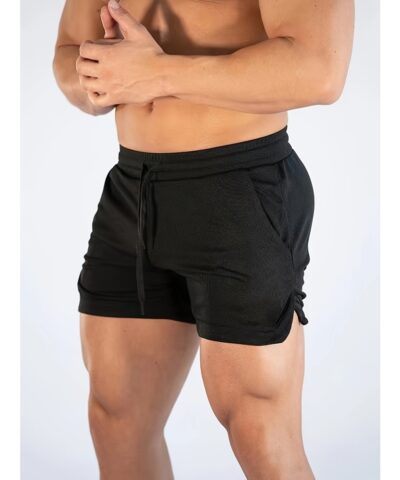 Quick Drying Comfy Shorts, Men's Casual Slightly Stretch Waist Drawstring Shorts For Summer Gym Workout Training