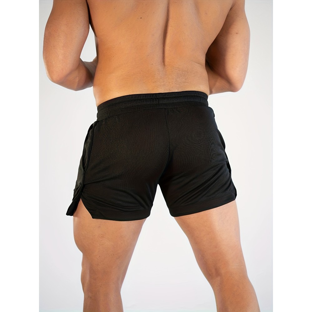 Quick Drying Comfy Shorts, Men's Casual Slightly Stretch Waist Drawstring Shorts For Summer Gym Workout Training - Image 2