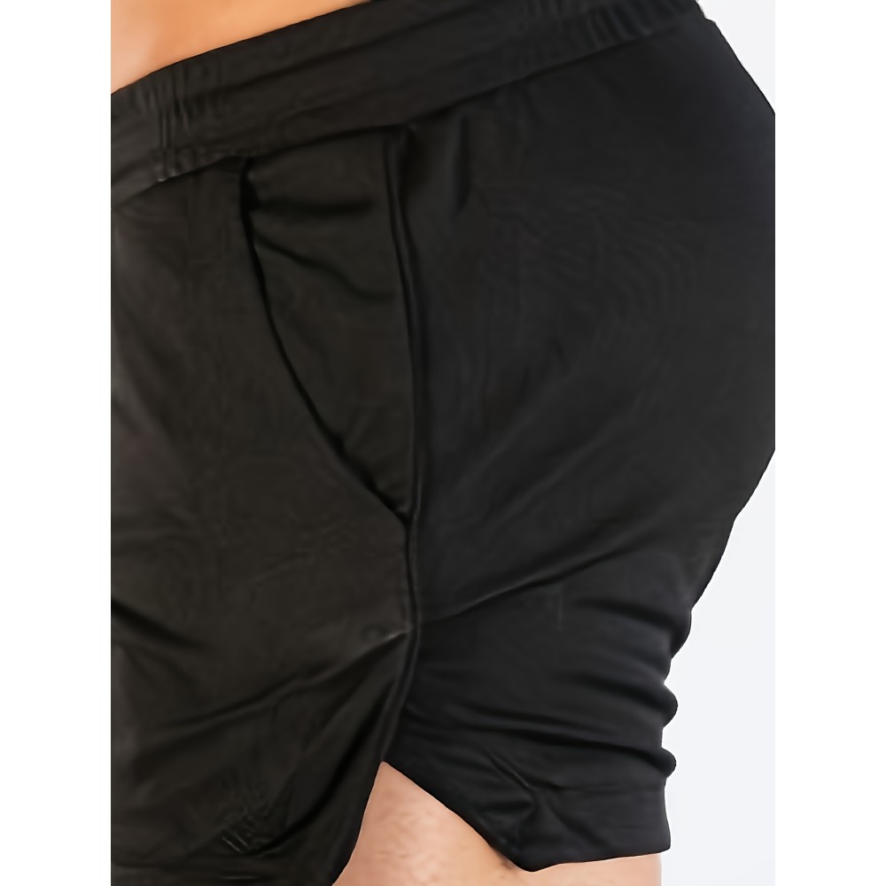 Quick Drying Comfy Shorts, Men's Casual Slightly Stretch Waist Drawstring Shorts For Summer Gym Workout Training - Image 4