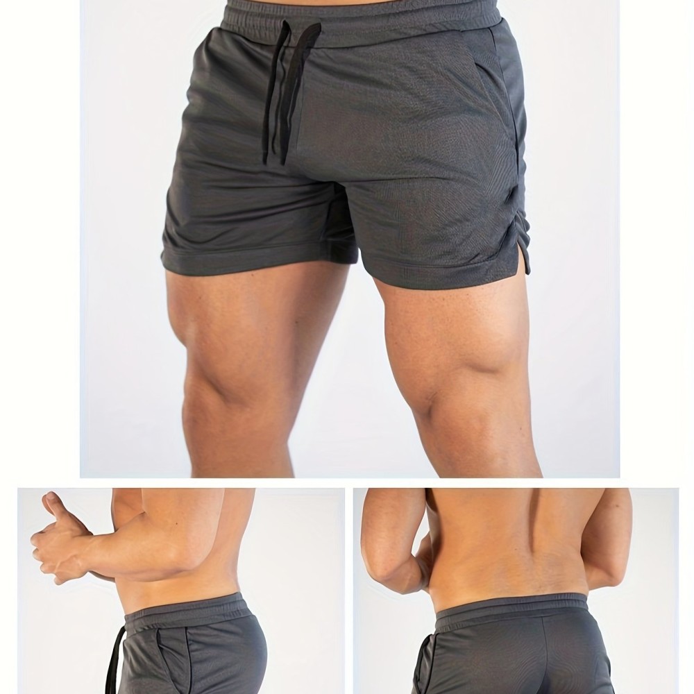 Quick Drying Comfy Shorts, Men's Casual Slightly Stretch Waist Drawstring Shorts For Summer Gym Workout Training - Image 8