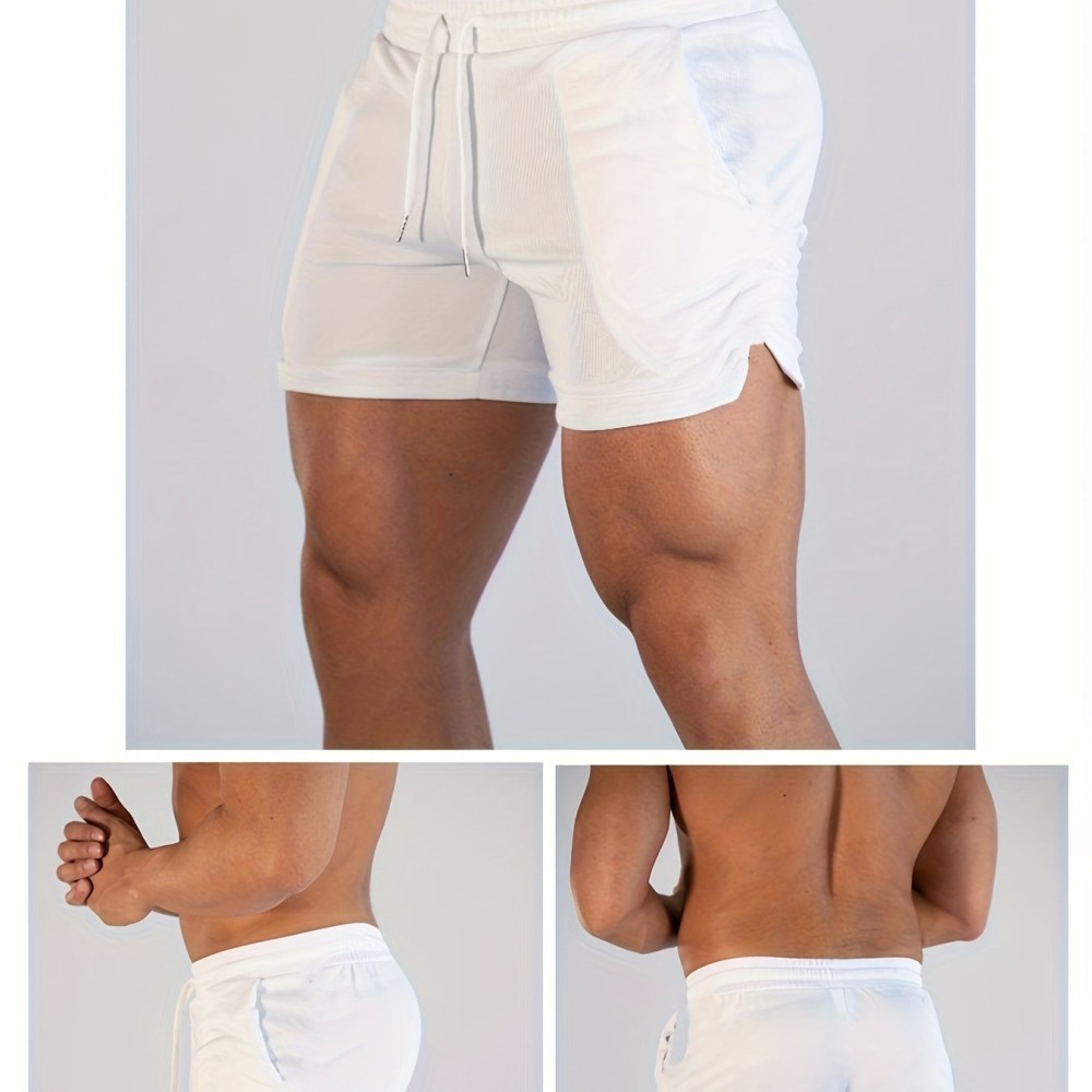 Quick Drying Comfy Shorts, Men's Casual Slightly Stretch Waist Drawstring Shorts For Summer Gym Workout Training - Image 10