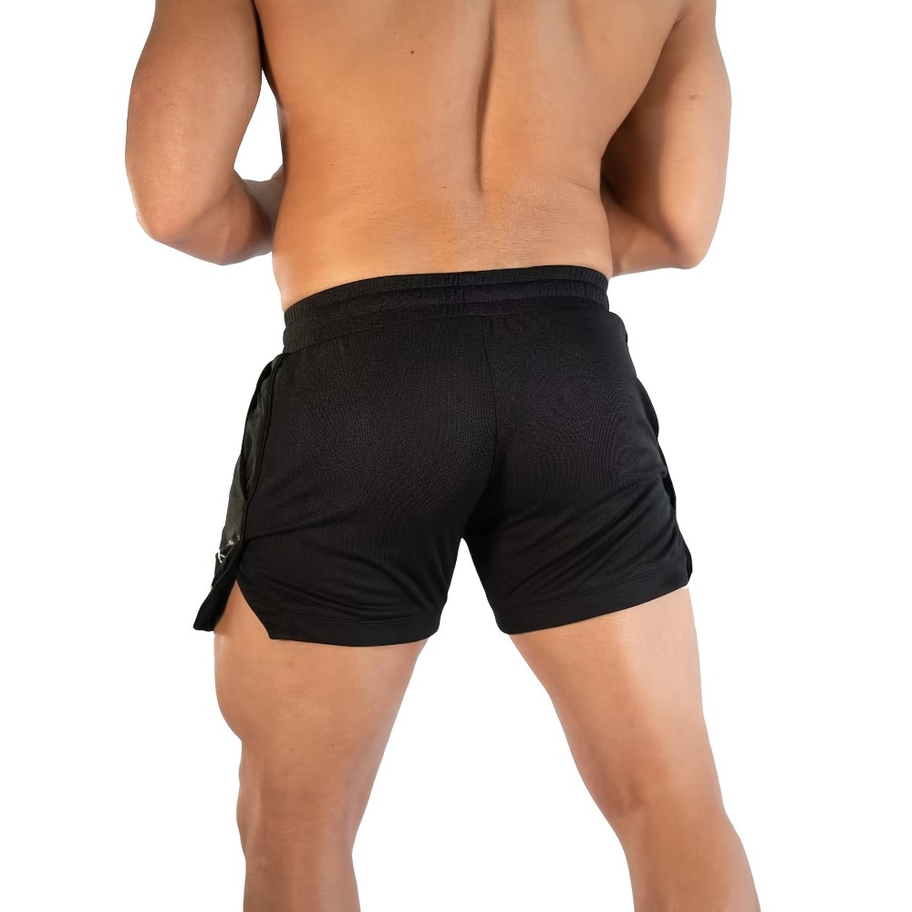 Men's Breathable Solid Shorts With Pockets, Summer Drawstring Elastic Waist Shorts For Running, Fitness, Training - Image 4