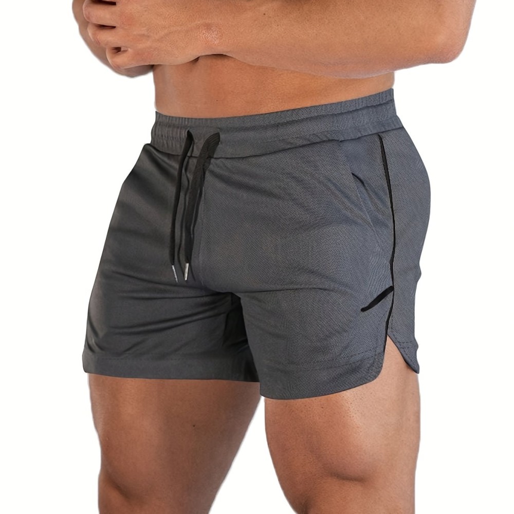 Men's Breathable Solid Shorts With Pockets, Summer Drawstring Elastic Waist Shorts For Running, Fitness, Training - Image 7