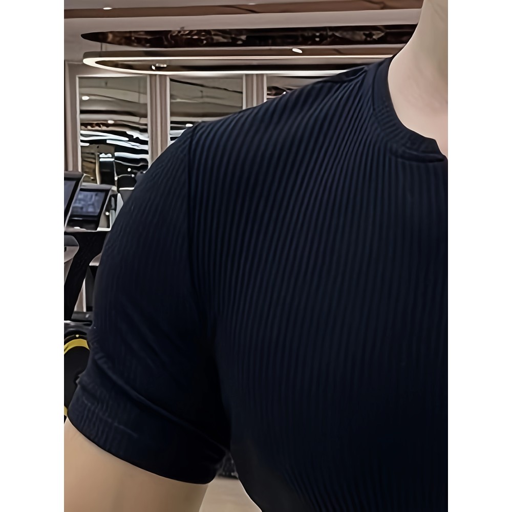 Men's Stylish Solid Shirt, Casual Breathable V Neck Short Sleeve Tee Top For City Walk Street Hanging Outdoor Activities - Image 4