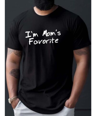 Mom's Favorite Print T Shirt, Tees For Men, Casual Short Sleeve T-shirt For Summer