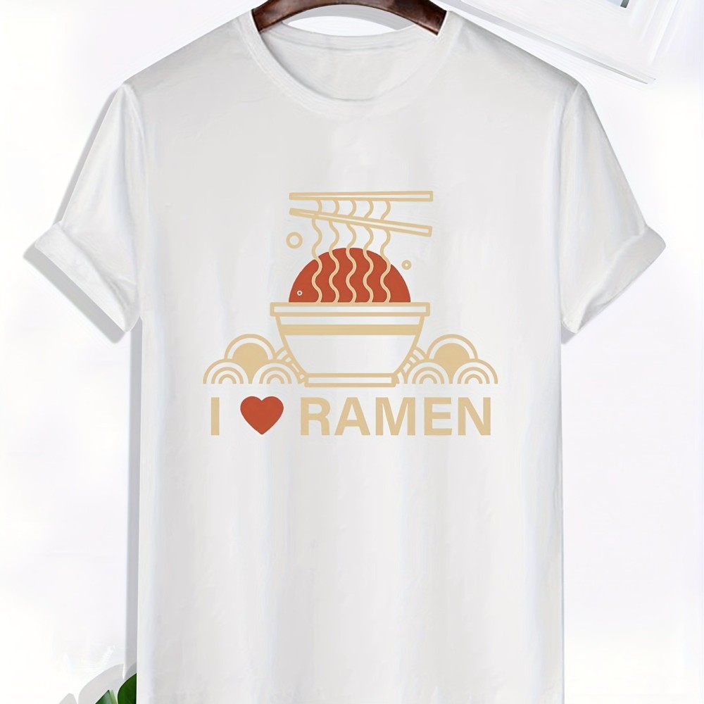 Ramen Lover Pattern Print Men's Comfy Slightly Stretch T-shirt, Graphic Tee Men's Summer Clothes, Men's Casual Outfits For Sports Fitness - Image 10