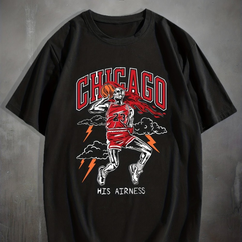 Stylish Basketball Player Pattern Print Men's Comfy Chic T-shirt, Graphic Tee Men's Summer Outdoor Clothes, Men's Clothing, Tops For Men, For Halloween - Image 6