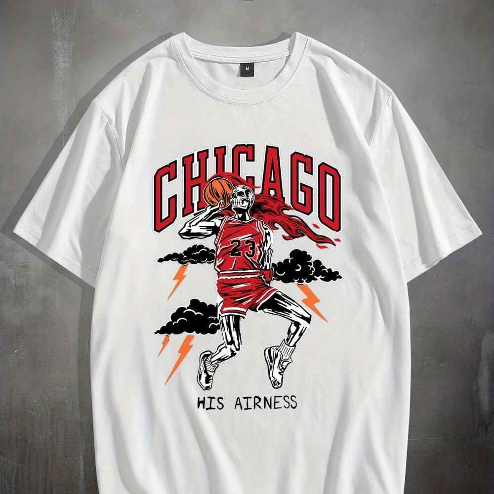 Stylish Basketball Player Pattern Print Men's Comfy Chic T-shirt, Graphic Tee Men's Summer Outdoor Clothes, Men's Clothing, Tops For Men, For Halloween - Image 7