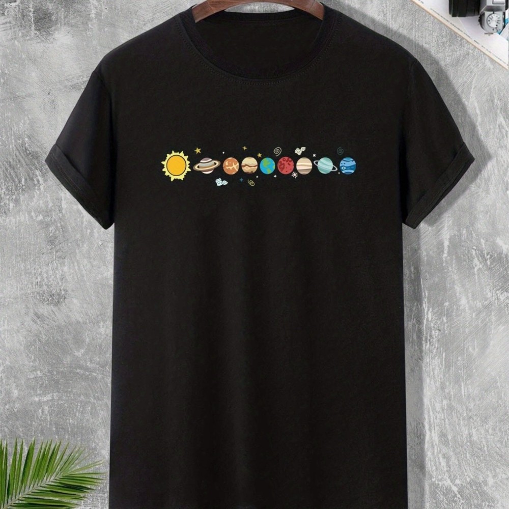Men's Cartoon Polyester Astronaut And Planet Print Tee Best Sellers - Image 12