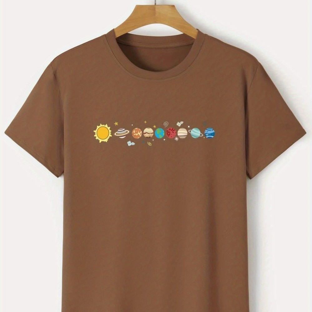 Men's Cartoon Polyester Astronaut And Planet Print Tee Best Sellers - Image 16