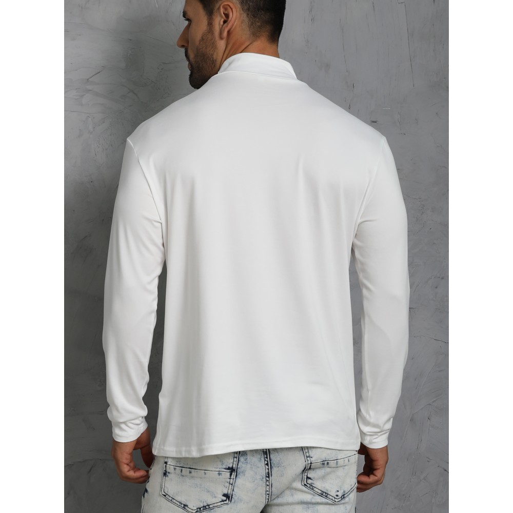 LOS ANGELES Print Men's Casual Turtleneck Long Sleeve Fit Slim T-shirt, Spring Fall - Image 2