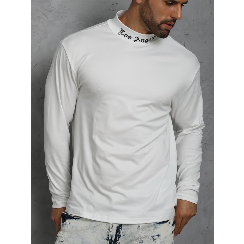 LOS ANGELES Print Men's Casual Turtleneck Long Sleeve Fit Slim T-shirt, Spring Fall - Image 3