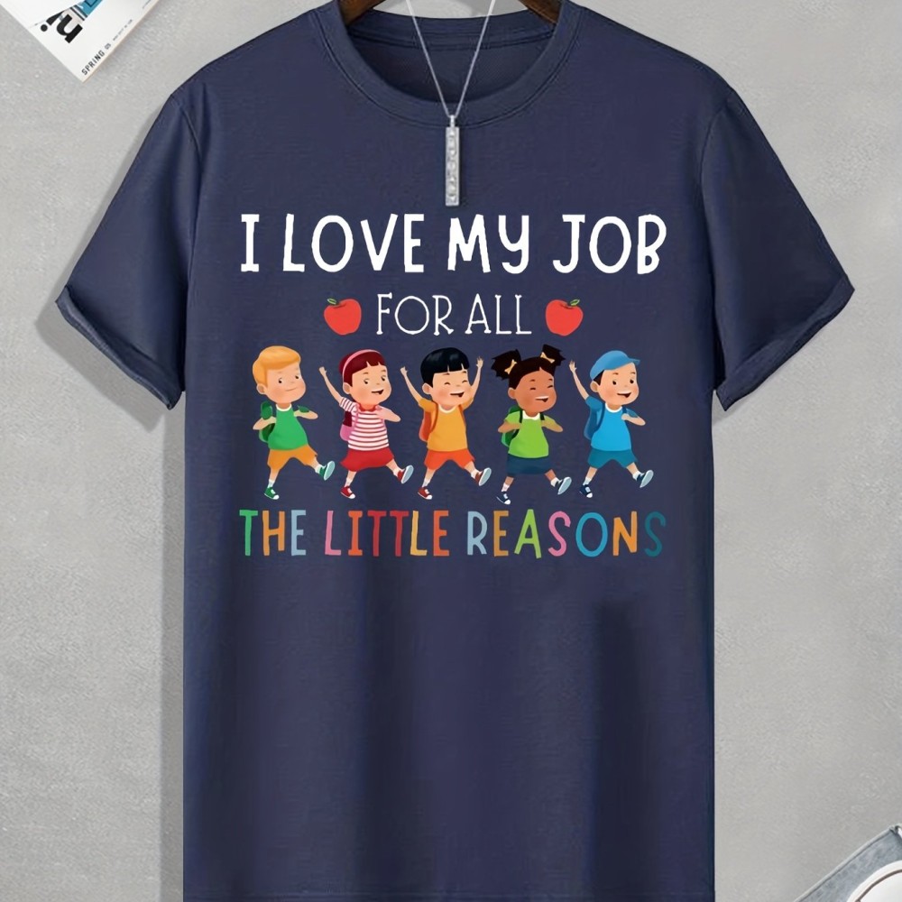Tees For Men, Funny 'Love My Job' Print T Shirt, Casual Short Sleeve Tshirt For Summer Spring Fall, Tops As Gifts - Image 7
