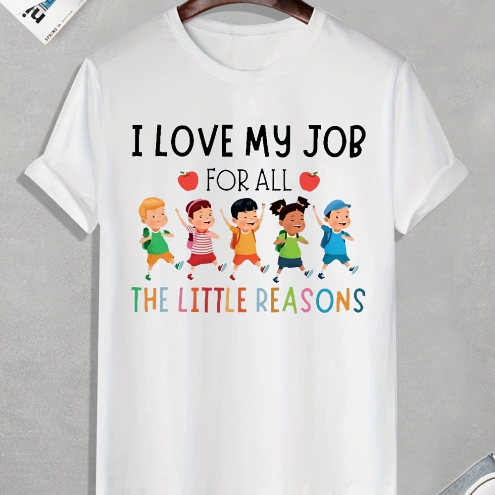 Tees For Men, Funny 'Love My Job' Print T Shirt, Casual Short Sleeve Tshirt For Summer Spring Fall, Tops As Gifts - Image 8