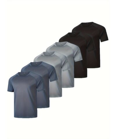 6Pcs Compression Shirts Men Short Sleeve Athletic Cold Weather Baselayer Undershirt Gear Tshirt For Sports Workout